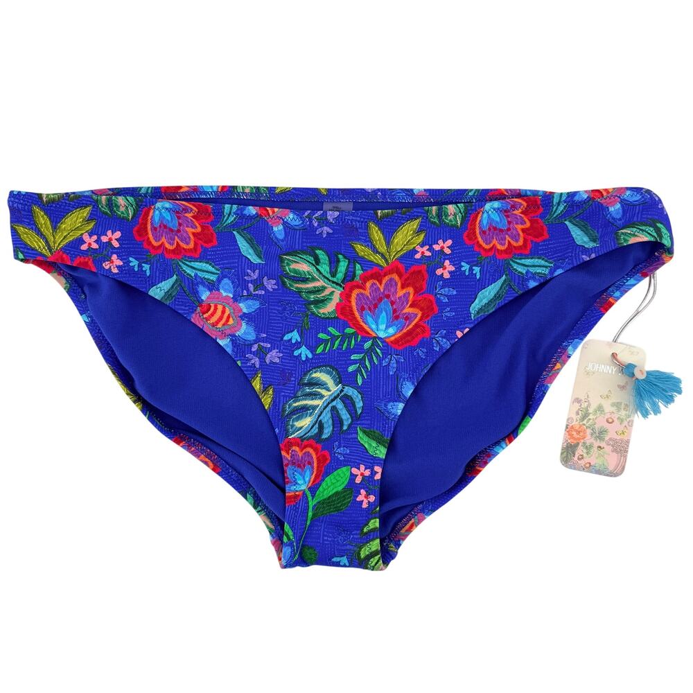 Johnny Was Rumba Hipster Bikini Bottoms Sz XXL Floral Blue CSW5025-F